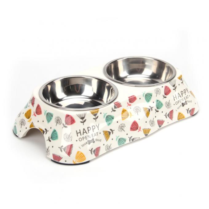 Acciaio inossidabile Dog Bowls Pet Double Diner Bowl di alimentazione 2