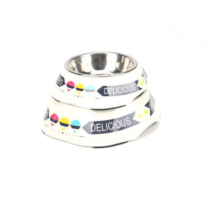 In vendita all&#039;ingrosso melamina e acciaio inossidabile pet dog bowl